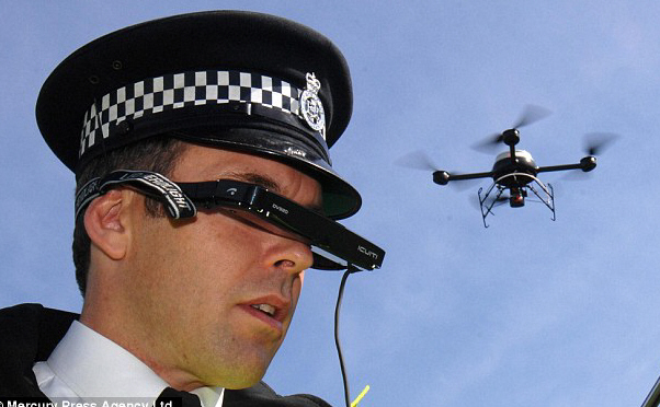 Guide: The £40,000 aerial surveillance drone, which is near silent and can operate video, night vision, infrared or stills cameras, as used by Merseyside police